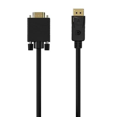 Velocraze Câble convertisseur displayport vers VGA 1,0 m, noir, permet de connecter des appareils avec displayport à des moniteurs vga.