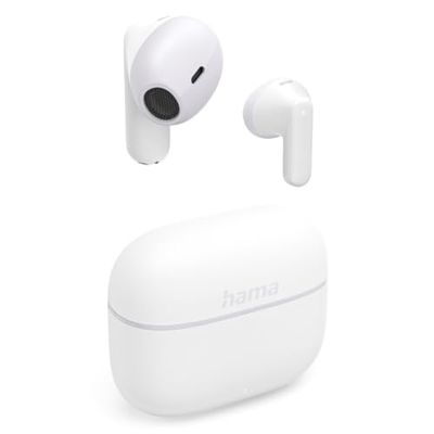 Hama słuchawki douszne true wireless freedom light II białe (bluetooth 5.3, mikrofon, USB-C, rozmowy, Siri, asystent Google)