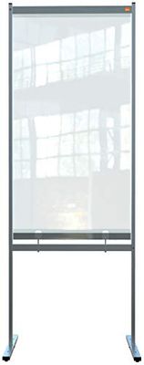 Nobo 1915558 Divisorio per il Distanziamento Sociale Protettivo da Terra, in PVC Trasparente, Alto 2m, Premium Plus, 770 x 860 mm