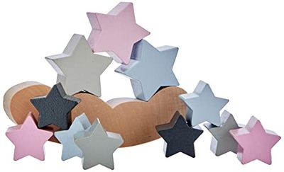 Selecta- Cielo estrellado, juguete apilable de madera, 12 piezas, Color carbón (Schmidt Spiele 64020) , color/modelo surtido