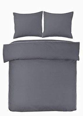 Papillon Set di Biancheria da Letto, Percalle, Grigio, 200x200/220 + 60x70cm