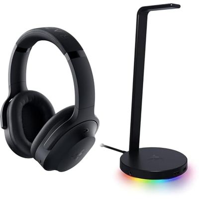 Razer Barracuda Pro + Base Station V2 Chroma - Casque de Jeu sans Fil, ANC Hybride, micros antibruit et support de Casque Compatible Chroma avec hub USB et Son Surround 7.1