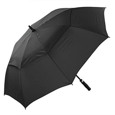 Premium Windbestendige Golf Paraplu Auto Open - Zwart, Zwart, Large, Klassiek
