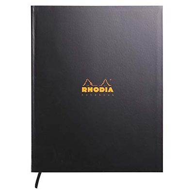 RHODIA 190401C - Black Semi-Rigid Notebook A4+ | Small Tiles | 160 Detachable Pages - White Clairefontaine Paper 90g - Bookmark Ribbon - Rhodiactive