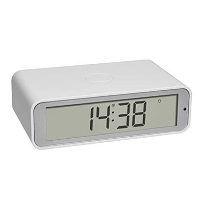 TFA Dostmann sveglia radiocomandata TWIST, 60.2560.02, snooze regolabile, display reversibile, moderno, bianco