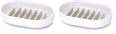 Joseph Joseph Duo Quick-drain Soap Dish holder with removable drying rack, White (Pack of 2)