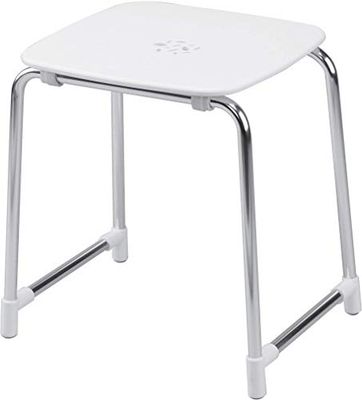 Gedy Prima Class badkruk met vier poten, aluminium, wit en chroom, 33,1 x 40,9 x 43,8 cm