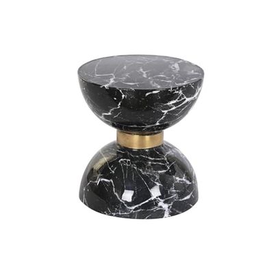 MESITA AUXILIAR HIERRO 33X33X35 SIMIL MARMOL NEGRO