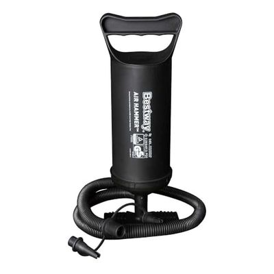 BESTWAY 62002 - Inflador manual Air Hammer Inflation Pump de 30 cm com mangueira flexível e adaptadores para válvulas de inflação fáceis de inflar e sem esforço