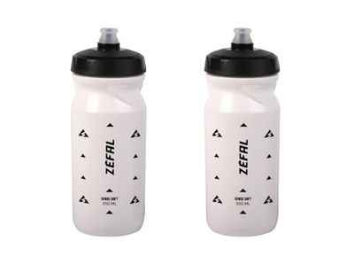 ZEFAL Pack Sense Soft 65 cykel- och VTT-behållare set med två mjuka och luktfria sportflaskor - BPA-fri vattenbehållare - silikonflaska - vit, 2 x 650 ml