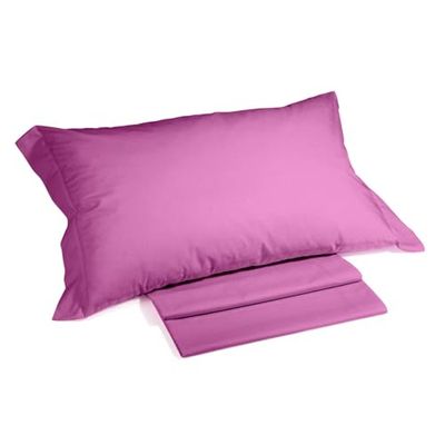 Caleffi - Juego de sábanas de algodón, Color Liso, para Cama de Matrimonio, orquídea