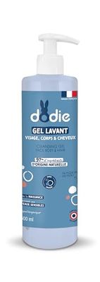 Dodie - Gel de limpieza 3 en 1, 500 ml, para rostro, cuerpo y cabello, 92 % de ingredientes de origen natural, hipoalergénico, desde el nacimiento