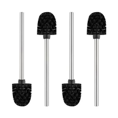 Ibergrif M34155 vervangende toiletborstel met roestvrijstalen handgreep, 4 stuks, 8 x 36 x 8 cm, zwart