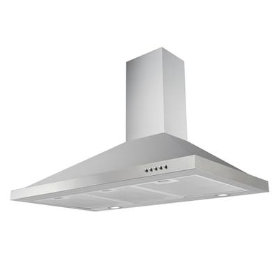 Respekta Campana extractora/Campana de 90 cm/Cubierta de acero inoxidable/Función de extracción y recirculación / CH44068-90IXA / A / 58 – 71 dB