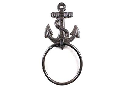 HANDCRAFTED NAUTICAL DÉCOR Porta Asciugamani a Forma di Ancora, Realizzato a Mano, in ghisa, 21,6 cm, Decorazione a Forma di Ancora, Decorazione da Parete in Metallo