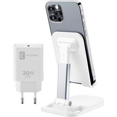 Cellularline - Caricabatterie da Rete | Kit di accessori per iPhone, con funzione di ricarica e supporto.