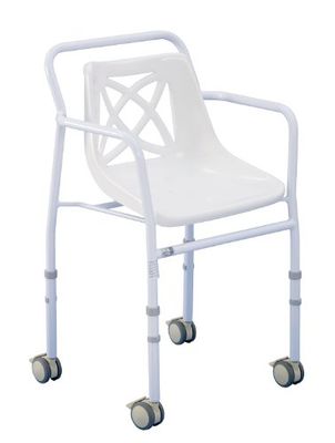 Homecraft Mobile Shower Chair, Height Adjustable (Eligible for VAT Relief in the UK) Wheeled With Push Handle, Sit Safely While Bathing, Reduce Risks of Slips and Falls