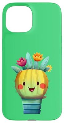 Carcasa para iPhone 15 Cactus floreciente cactus suculentas amante flor silvestre lindo