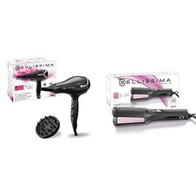 Bellissima Imetec Asciugacapelli K9 2300 Asciuga e Mantiene Idratati i Capelli senza Effetto Crespo, 2300 W & Bellissima Imetec B26 100 Piastra Per Capelli Lunghi O Difficili Da Disciplinare