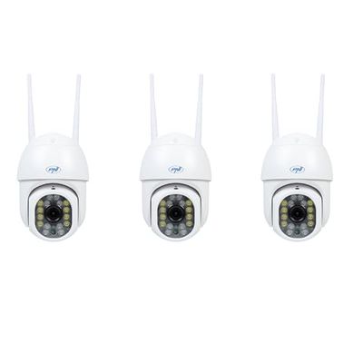 3-delige set PNI IP440 WiFi PTZ draadloze videobewakingscamera, 4MP, digitale zoom, micro SD-slot, stand-alone, bewegingsdetectiealarm, bewegingsregistratie