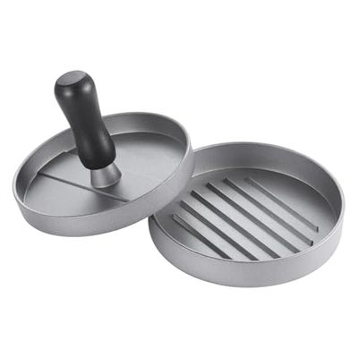 MasterCook Hamburgerpers, handmatig, van aluminium, anti-aanbaklaag, hamburgerpers voor plaat met ergonomische handgreep, ideaal voor gehakt, hamburgerset, 12 x 12 x 8,5 cm