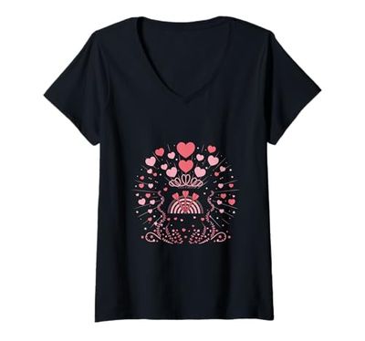 Donna Valentine Dart Gioco Giocatore Sportivo Maglietta con Collo a V