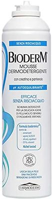 Bioderm Mousse – Delikat No-Rinse-rengöringsspray för huden – Body Dermo-rengöringsmedel för känslig, kvävad och irriterad hud – duschgel för vuxna, sängliggande och inkontinenter