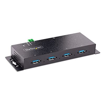 StarTech.com 4-Port Industrial USB 3.0 Hub, 5Gbps, Rugged USB Hub met ESD en Overspanningsbeveiliging, DIN/Wand/Bureau Monteerbare USB-A Hub, USB Expander (5G4AINDNP-USB-A-HUB)