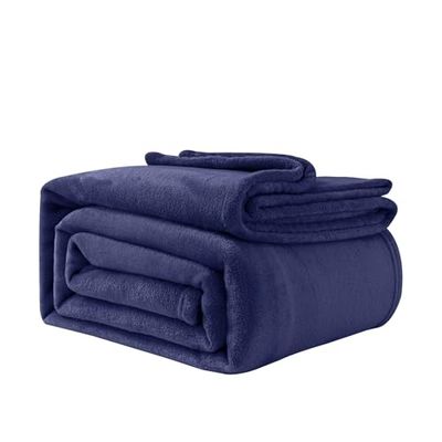 Good Nite Fleece Blanket Fluffy Blankets 230x270cm Throws For Sofas Soft Large Blankets and Throws for Adults Warm Machine Washable (Navy, Super King)