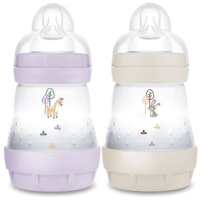MAM Biberon Easy Start/Anti-Colique - 160ml - Lilas + Sable - Tétine Débit 1 - X2
