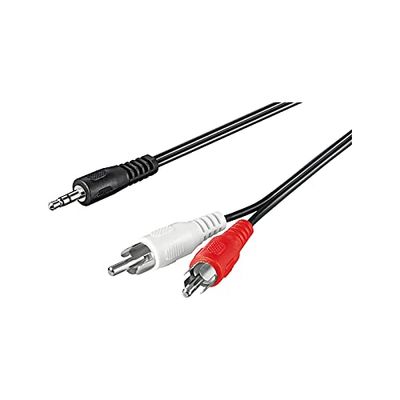 Goobay 50018 Audiokabel AUX Adapter, 3,5 mm Mannelijk naar Stereo RCA Mannelijk, Zwart, 1,5 m Kabellengte