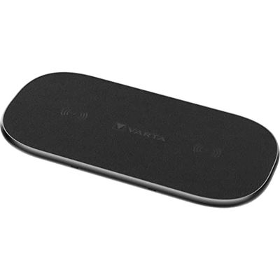 VARTA Draadloze oplader, 2 apparaten tegelijkertijd opladen, 20 W Qi compatibel laadstation, Wireless Charger Multi incl. USB C-kabel, opladen mogelijk met hoes, draagbare oplader