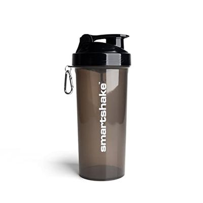 Smartshake Lite Protein Shaker Fles 1000ml | Lekvrije Gym Shaker Drinkfles voor Eiwitshakes | Transparante PP Waterfles, BPA & DEHP Gratis Eiwit Poeder Shaker Cup voor Mannen & Vrouwen, Zwart