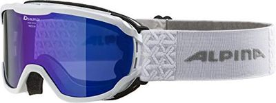 ALPINA PHEOS - Skibril met gespiegelde, contrastversterkende en gepolariseerde glazen met 100% uv-bescherming voor kinderen, wit, eenheidsmaat