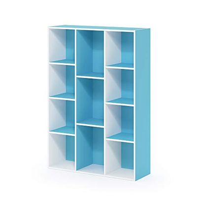 Furinno 11 Cube Bibliothèque Réversible Ouverte, Clair, Bleu Blanc, One Size