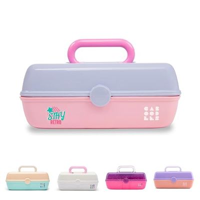 Caboodles Pretty in Petite ljusrosa lock och het rosa bas vintage fodral, Vintergröna blå över rosa