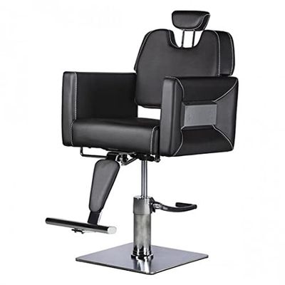 Italia Design Postquam Profesional Barbero Ackermann Negro-Sillon con Bomba Hidráulica, Regular