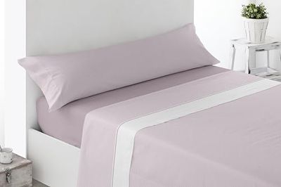 Miracle Home. Brias Bed Sheet Set, 3-Piece Set, Fitted Sheet, Flat Sheet and Pillowcase, Anti-Peeling, 50% Cotton, 50% Brushed Microfibre, Pink, 135 x 200 cm, 135 cm Bed