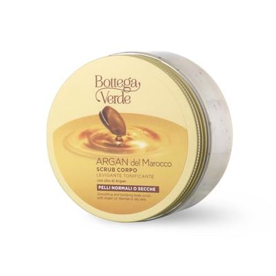 Bottega Verde - Marokański peeling do ciała arganowego, 200 ml, z olejem arganowym i mikrogranulkami złuszczającymi, wygładzający i tonizujący do skóry normalnej lub suchej