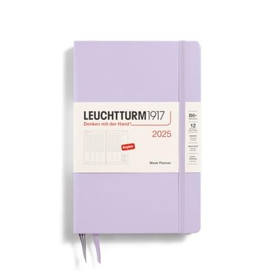 LEUCHTTURM1917 371021 Weekly Planner 2025, Paperback B6+ Hardcover - 12-Month Calendar, Lined - Lilac, English