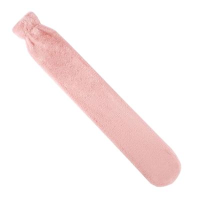 OHS Pink Hot Water Bottle with Cover Faux Fur, Long Hot Water Bottle for Pain Relief Feet Hand Warmer Water Bottle Back Shoulder Pain Relief Warm Cosy, Blush Pink