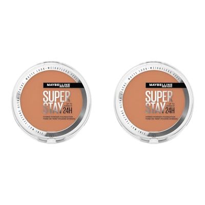 Maybelline Powder Foundation, Long-lasting 24H Wear, Medium to Full Coverage, Transfer, Water & Sweat Resistant, SuperStay 24H Hybrid Powder Foundation, 60 (Pack of 2)