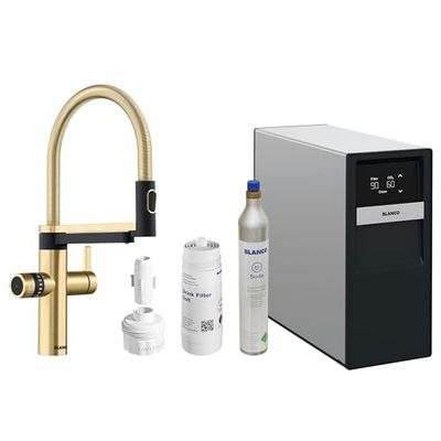 BLANCO drink.soda EVOL-S Pro satin goud, multifunctioneel soda-watersysteem, gekoeld water in stille, medium en bruisend, inclusief app, bruiswater, click-en touch-hoeveelheidsinstelling, BWT-filter