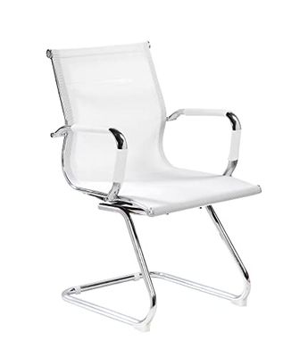 Dmora - Chaise de Bureau Maitland, Chaises de Salle d'attente de Bureau avec accoudoirs, Chaise de Salle d'attente Ergonomique, Cm 62x54h89, Blanc