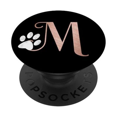 PopSockets Lettera M rosa, gatto, monogramma a zampa di cane PopGrip: Impugnatura per Telefoni Cellulari e Tablet Intercambiabile