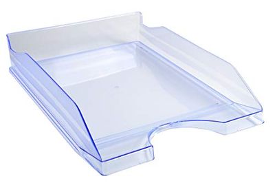 Exacompta - Réf. 12310D - 1 corbeille à courrier ECOTRAY - dimensions utiles 34 x 25 x 6,5 cm - pour documents au format A4+ - peut contenir 500 feuilles - couleur bleu glacé translucide