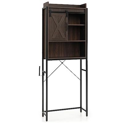 COSTWAY Armadio da Bagno, Legno ingegnerizzato Metallo, Marrone, 64 cm x 24 cm x 172 cm