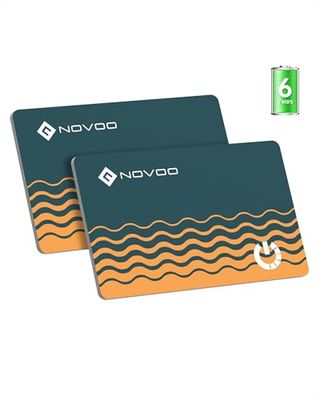 NOVOO Air Tag Card Wallet Tracker Thin 1,6 mm, Smart Card Slim, Batteria 6 Anni, Compatibile Apple Dov'è (iOS Only), Bluetooth GPS, Localizzatore per Portafogli, Valigie, Passaporti,2 Packs