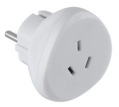 Electraline 770060 Adaptador de viagem australiano/ciano para as suas tomadas de França/Europa, branco