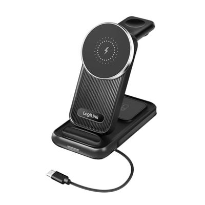 LogiLink PA0292-4-in-1 laadstation met max. 20,5 W, Apple MagSafe compatibel, voor Samsung/Apple Watches en AirPods en alle Qi-compatibele smartphones